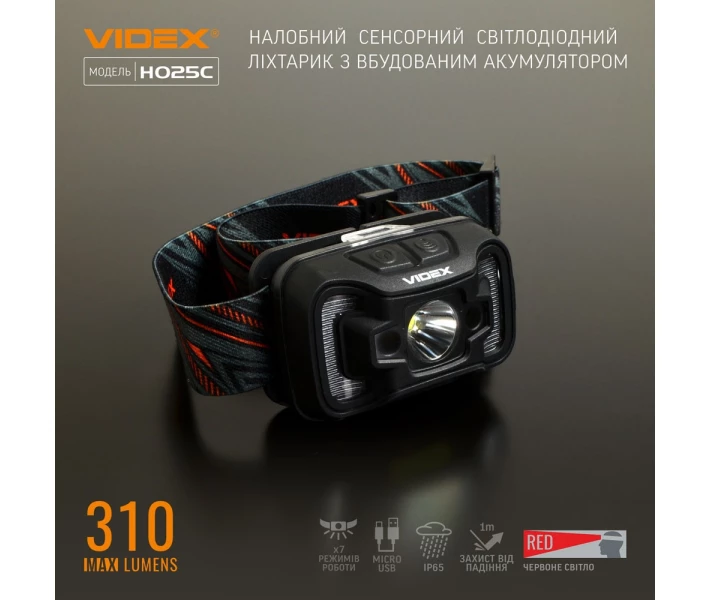 Фото - фонарик Фонарик LED налобный 310Lm 5000К черный VLF-H025C Videx