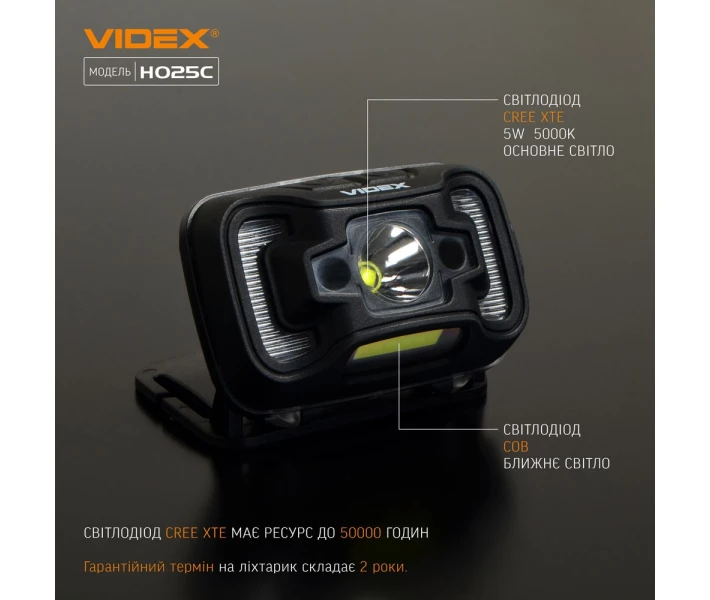 Фото - фонарик Фонарик LED налобный 310Lm 5000К черный VLF-H025C Videx