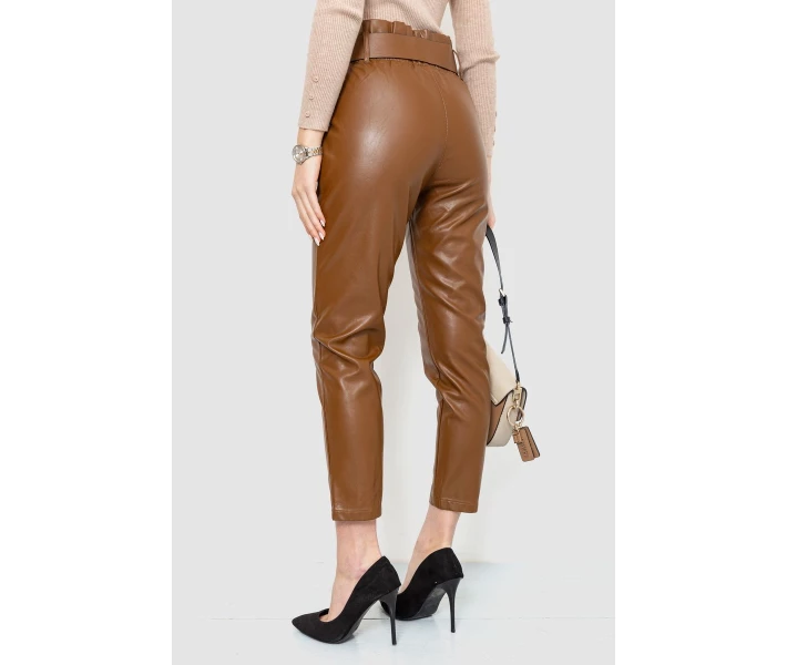 Фото - женские брюки Штаны женские из экокожи коричневый 186R6737 Ager L