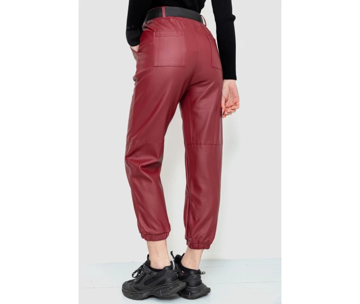 Фото - женские брюки Штаны женские из экокожи бордовый 186R5205 Ager M