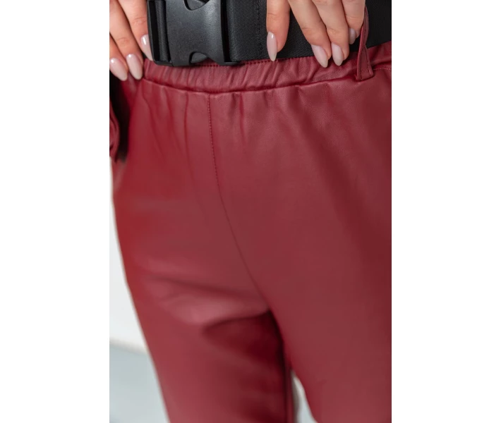 Фото - женские брюки Штаны женские из экокожи бордовый 186R5205 Ager M