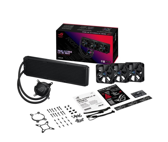 Фото - систему охлаждения Система водяного охлаждения Asus ROG Strix LC III 360 (90RC00T0-M0UAY0), Intel:1700, 1200, 1150, 1151, 1155, 1156, AMD:AM5/AM4, 394х121х27, 4-pin