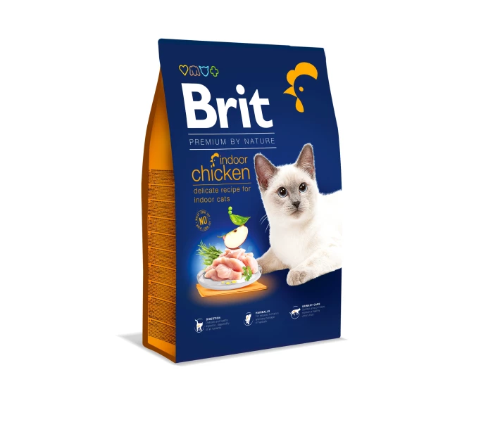 Фото - корм для кота Корм Brit Premium Nature Cat Indoor сухой с курицей для взрослых котов живущих в помещении 8.0 кг