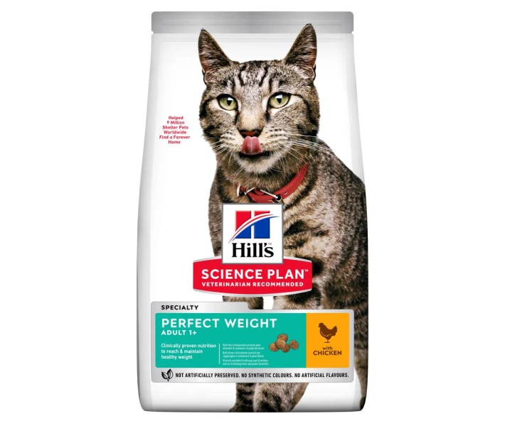 Фото - корм для кота Корм Hill's Science Plan Feline Adult Perfect Weight сухой с курицей для кошек контроль веса 2.5 кг