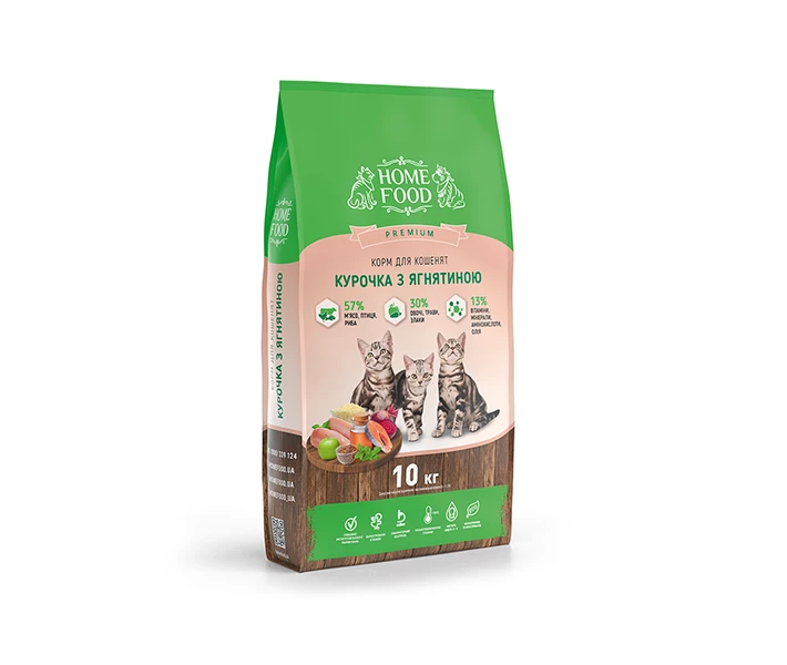 Фото - корм для кота Корм Home Food «Курочка с ягненком» сухой для кошек 10 кг