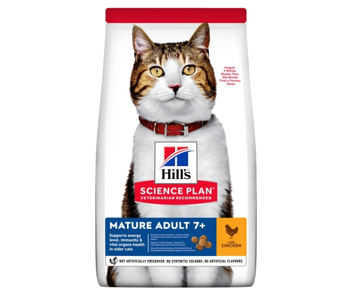 Фото - корм для кота Корм Hill's Science Plan Feline Mature Adult 7+ сухой с курицей для взрослых котов 10 кг