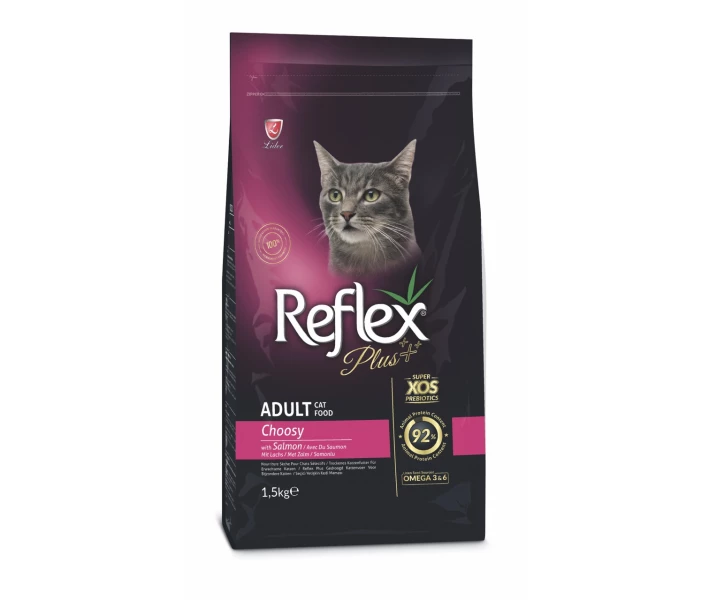 Фото - корм для кота Корм Reflex Plus Adult Choosy Salmon сухой с лососем для привередливых котов 1.5 кг