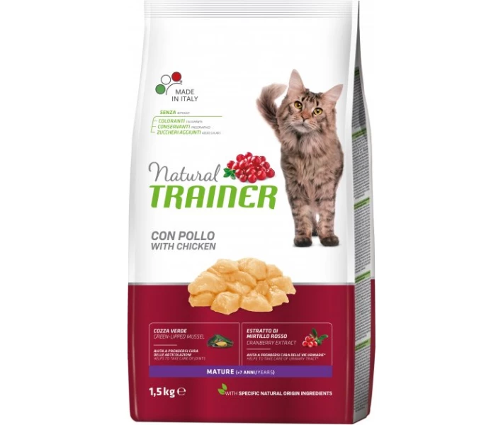 Фото - корм для кота Корм Trainer Natural Super Premium Mature Cat сухой с курицей для пожилых котов 1.5 кг