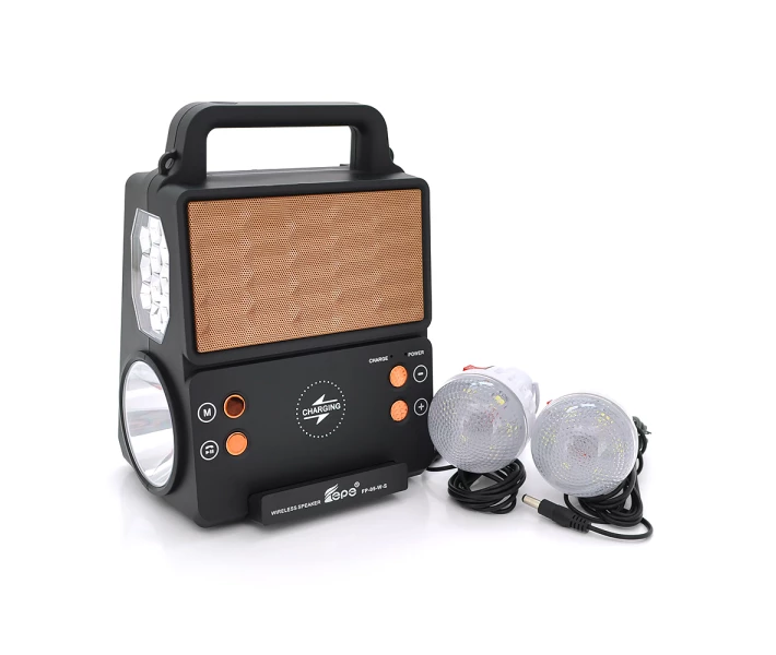 Фото - фонарик Фонарь переносной KENSA FP-05-WS-L+Solar+FM+MP3+Bluetooth+AUX, 2 лампы доп. освещение, 2 режима, заряд от 5V, батарея 2*18650