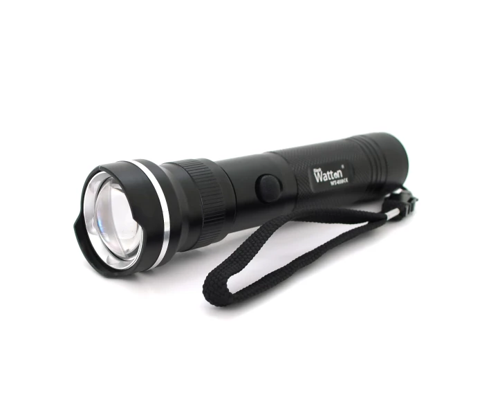 Фото - фонарик Фонарь ручной Watton WT-010, 1LED CREE , 3W, 5 режима, ZOOM,18650/3200mah, Black, IP40, СЗУ под 2 акб, 180х45х34мм