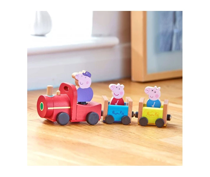 Фото -  Паровозик дедушки Пеппы деревянный набор игровой Peppa (07210)