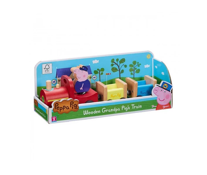 Фото -  Паровозик дедушки Пеппы деревянный набор игровой Peppa (07210)
