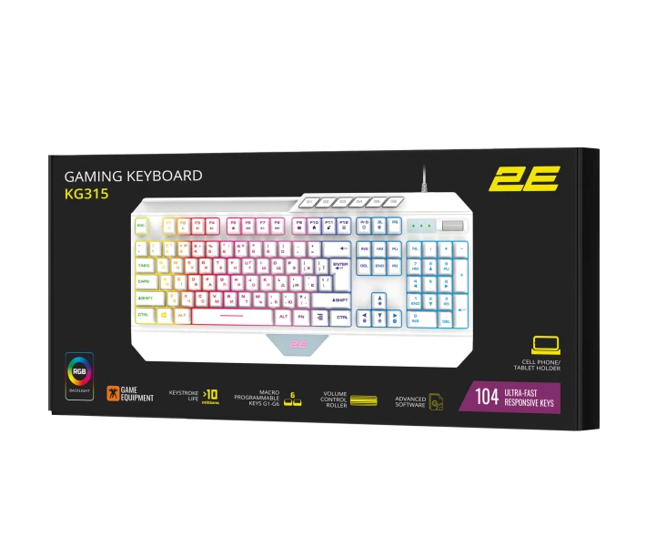 Фото - клавиатуру Клавиатура игровая с подсветкой 2E GAMING KG315 White