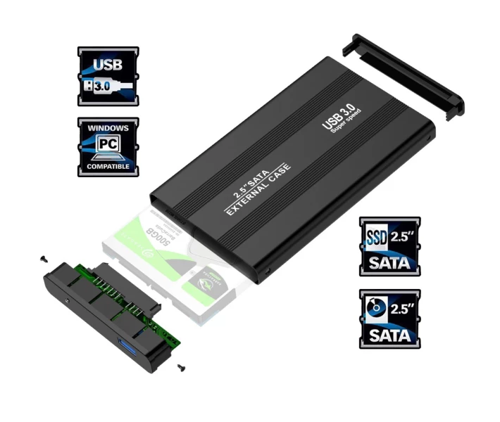 Фото - внешний карман для жесткого диска Внешний карман переходник адаптер для USB 3.0 для SSD/HDD диска SATA III 2.5” 127x75x13 мм NN (474505-Prob) Черный