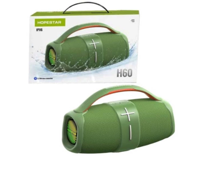 Фото - портативную колонку Колонка Bluetooth HOPESTAR H60 BT5.3, 20W, TWS, AUX/TF/USB, 6h, IPX6 портативная акустика Зеленый