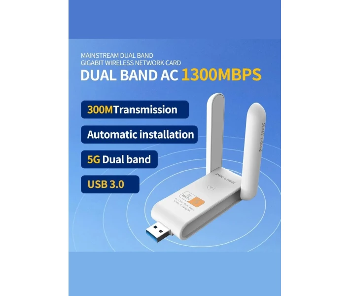 Фото - Wi-Fi адаптер Сетевой USB 3.0 WiFi адаптер с двумя внешними антенными 1200 Mbps 2.4GHz5GHz для Windows (476352-Prob) Белый