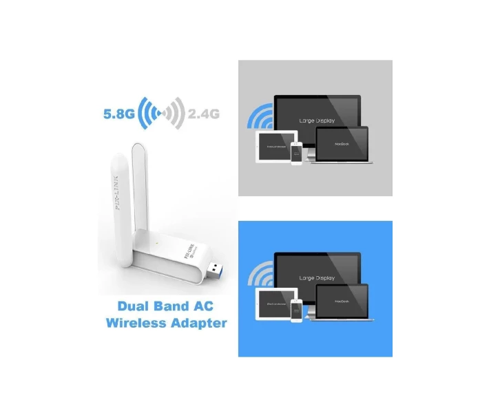 Фото - Wi-Fi адаптер Сетевой USB 3.0 WiFi адаптер с двумя внешними антенными 1200 Mbps 2.4GHz5GHz для Windows (476352-Prob) Белый