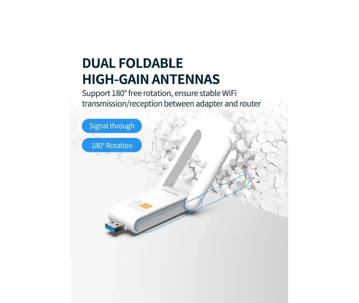 Фото - Wi-Fi адаптер Сетевой USB 3.0 WiFi адаптер с двумя внешними антенными 1200 Mbps 2.4GHz5GHz для Windows (476352-Prob) Белый