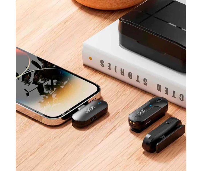 Фото - микрофон для караоке Микрофон XO MKF09B Lightning Петличный беспроводной для смартфона 10 м для интервью/съемки Черный