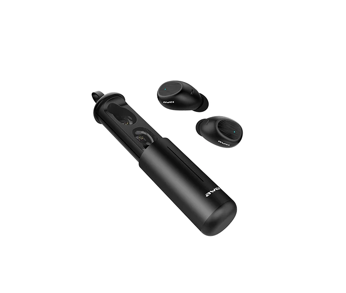 Фото - наушники Беспроводные Bluetooth наушники Awei T55 с зарядным чехлом Черный (hpawt55bl)