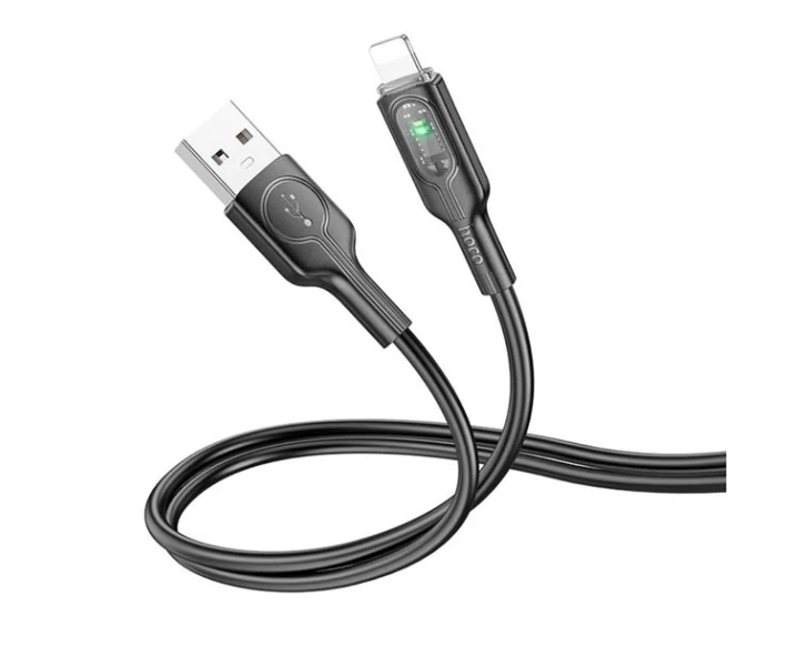 Фото - адаптер и кабель Кабель зарядки Hoco U120 (2.4A) (1.2M) USB to Lightning для устройств IP iOs Apple Черный