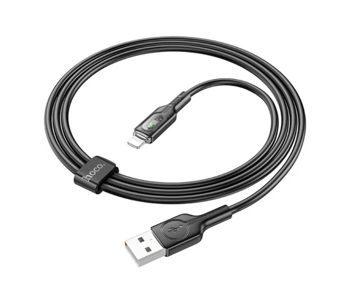 Фото - адаптер и кабель Кабель зарядки Hoco U120 (2.4A) (1.2M) USB to Lightning для устройств IP iOs Apple Черный