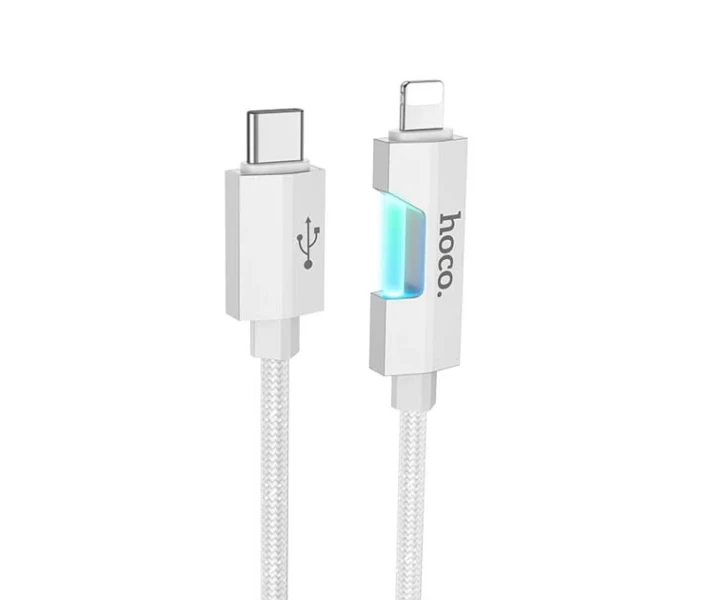 Фото - адаптер и кабель Кабель зарядки Hoco U123 27W (3A) (1M) Type-C to Lightning LED indikator быстрая зарядка для iOS устройств iPhone/iPad/iPod Серый