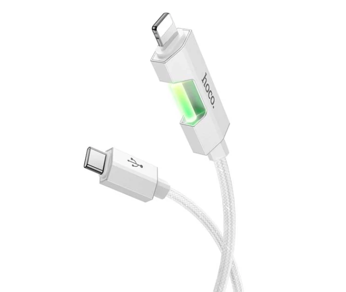 Фото - адаптер и кабель Кабель зарядки Hoco U123 27W (3A) (1M) Type-C to Lightning LED indikator быстрая зарядка для iOS устройств iPhone/iPad/iPod Серый