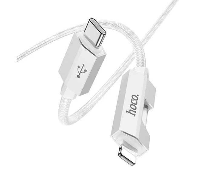 Фото - адаптер и кабель Кабель зарядки Hoco U123 27W (3A) (1M) Type-C to Lightning LED indikator быстрая зарядка для iOS устройств iPhone/iPad/iPod Серый