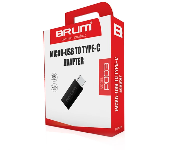 Фото - адаптер и кабель Переходник BRUM P003 с micro USB на Type-C Черный