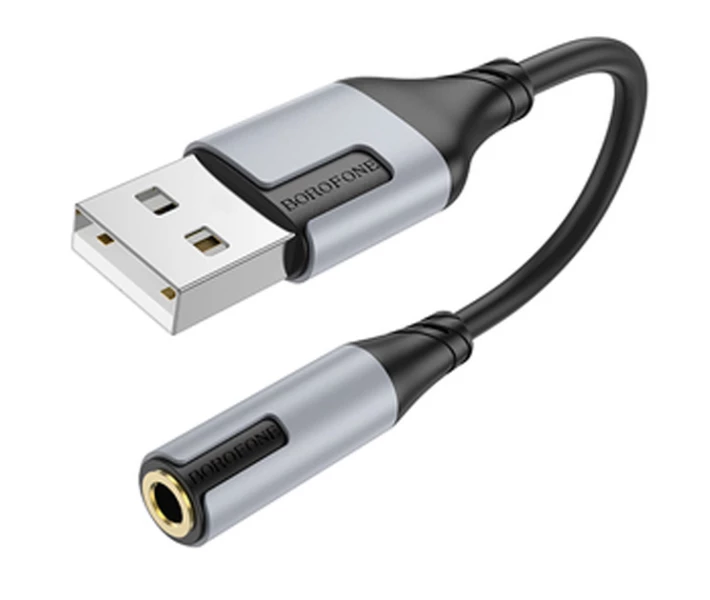 Фото - адаптер и кабель Переходник Адаптер BOROFONE BV19 USB на AUX 3.5mm audio converter Черный
