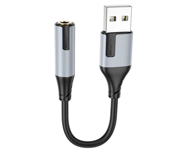 Фото - адаптер и кабель Переходник Адаптер BOROFONE BV19 USB на AUX 3.5mm audio converter Черный