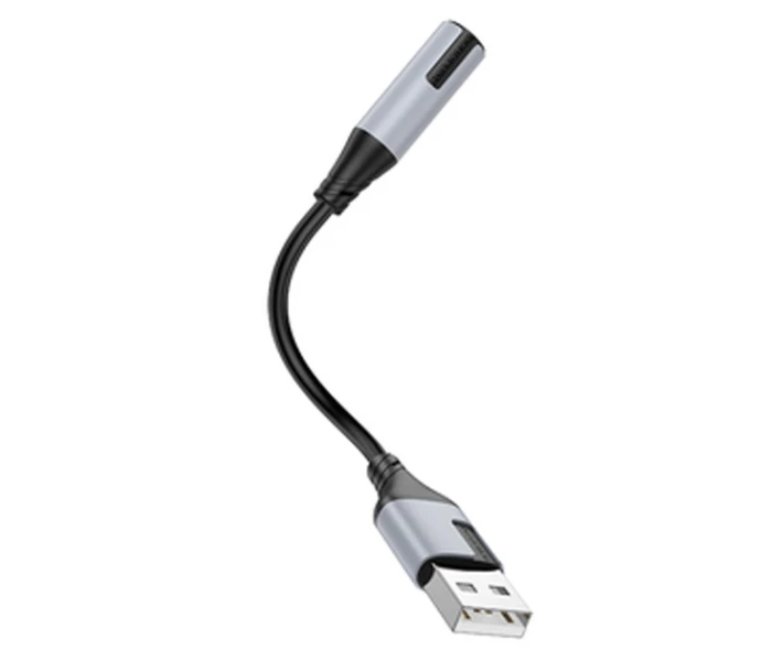 Фото - адаптер и кабель Переходник Адаптер BOROFONE BV19 USB на AUX 3.5mm audio converter Черный
