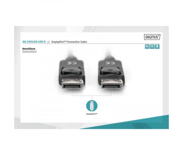 Фото - адаптер и кабель Кабель мультимедийный Display Port to Display Port 15.0m ASSMANN Digitus (AK-340100-150-S)