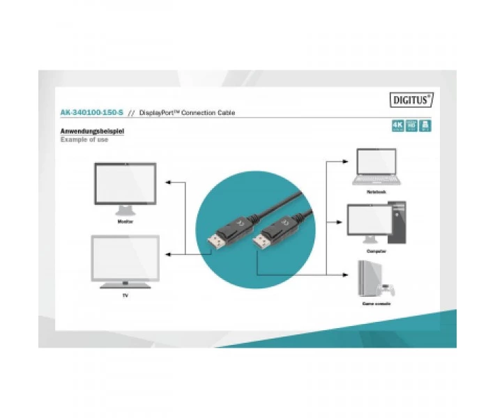 Фото - адаптер и кабель Кабель мультимедийный Display Port to Display Port 15.0m ASSMANN Digitus (AK-340100-150-S)