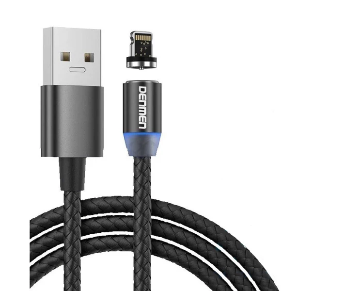 Фото - адаптер и кабель Кабель зарядки Denmen D09L Магнитный (2.4A) (1M) для Apple Lightning to USB для iOS устройств iPhone/iPad/iPod Черный