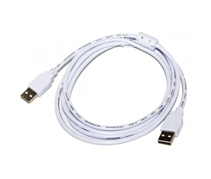 Фото - адаптер и кабель Кабель Usb 2.0 AM/AM male to male длина 1,8 метра белый пакет (002818)