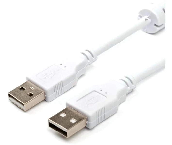 Фото - адаптер и кабель Кабель Usb 2.0 AM/AM male to male длина 1,8 метра белый пакет (002818)