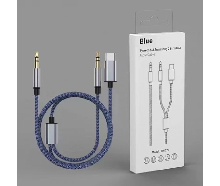 Фото - адаптер и кабель Кабель мультимедийный AUX MH-270 jack - jack 3.5mm-Type-C 1.2m blue XoKo (XK-MH-270)