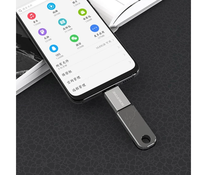 Фото - адаптер и кабель Переходник BOROFONE BV2 с Micro USB на OTG Серебристый