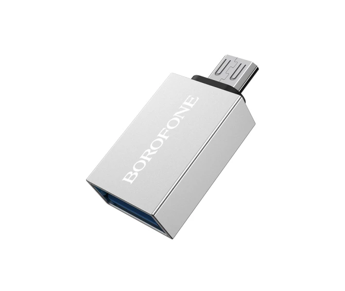 Фото - адаптер и кабель Переходник BOROFONE BV2 с Micro USB на OTG Серебристый