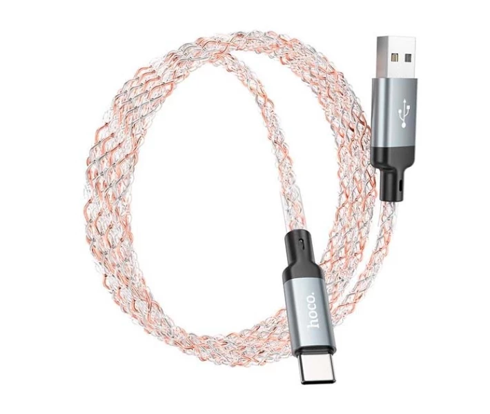 Фото - адаптер и кабель Кабель зарядки Hoco U112 Shine 3А 1М LED Charging Data Cable для USB-Type-C для телефона/смартфона Серый