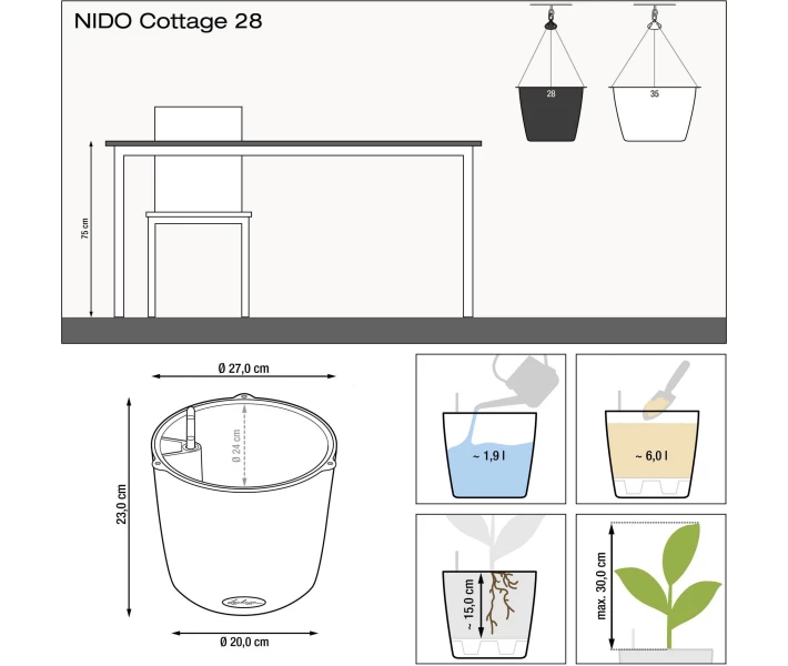 Фото - горшок для цветов  Горшок Cottage Nido 27, антрацит (15193)
