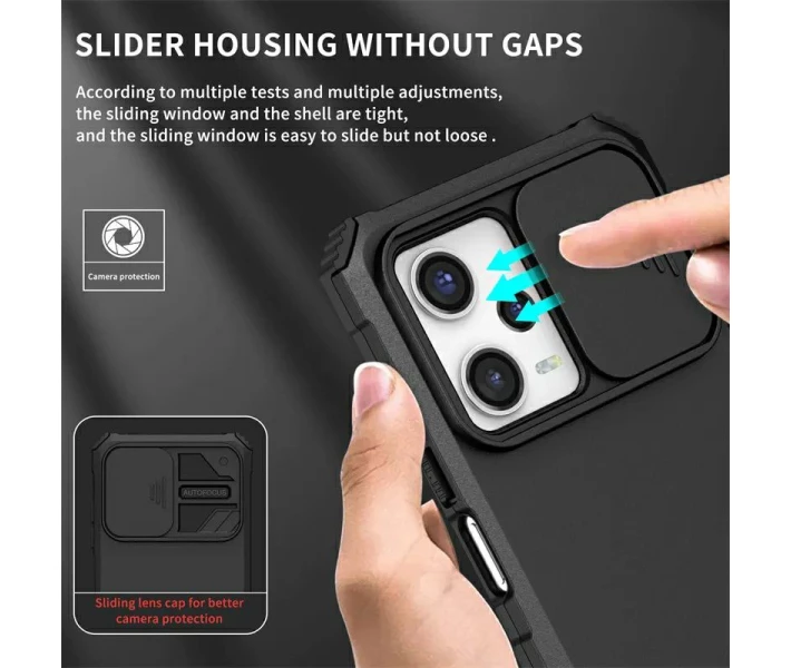 Фото - чехол для смартфона Чехол Kickstand с защитой камеры для Xiaomi Redmi Note 12 5G цвет Черный (881102_1)