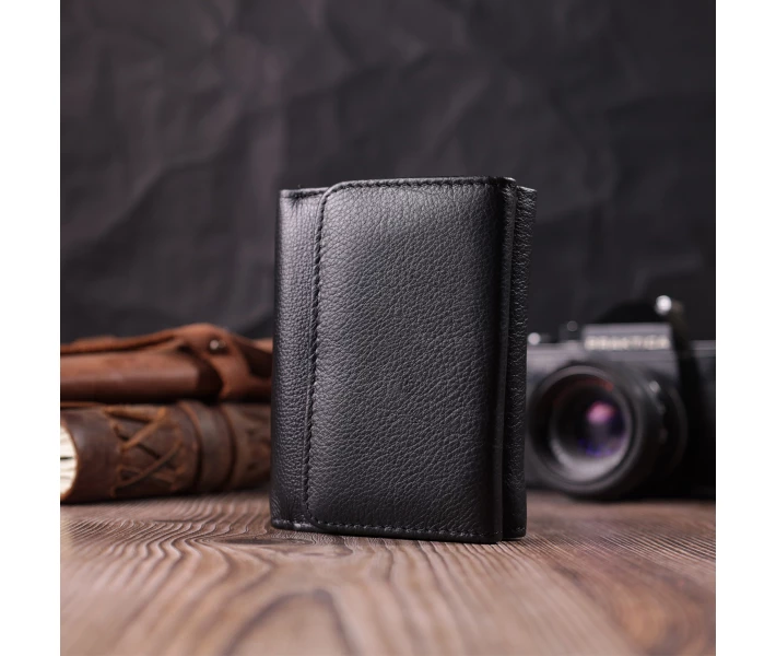 Фото - кошелек и портмоне Кожаный лаконичный кошелек для женщин ST Leather Черный (260381)
