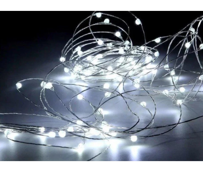 Фото - гирлянду Гирлянда светодиодная роса на батарейках 10 м, 100 LED (Белый) (392158-07)