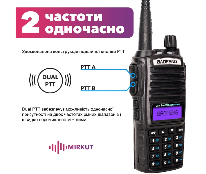 Фото - радиостанцию Рация Baofeng UV-82, UHF/VHF, комплект 4 шт., 5 Вт, 1800 мАч + Ремешок на шею