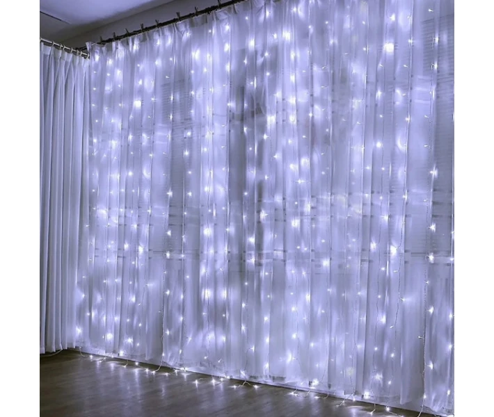 Фото - гирлянду Гирлянда штора Водопад 3х2.6 м 280 LED (прозрачный шнур с переходником) Белый свет (3284004)
