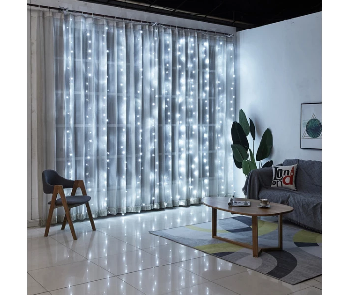Фото - гирлянду Гирлянда штора Водопад 3х2.6 м 280 LED (прозрачный шнур с переходником) Белый свет (3284004)