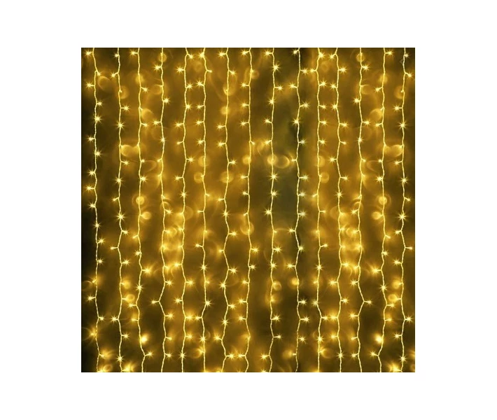 Фото - гирлянду Гирлянда штора Водопад 3х2.6 м 360 LED (прозрачный шнур с переходником) Золотистый свет (3284002)
